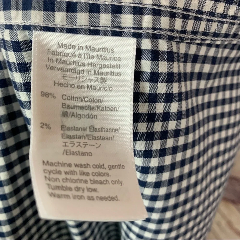 J. Crew Blue Check Button Front Long Sleeve Shirt